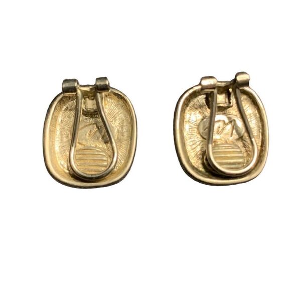 Liz Claiborne signed pewter color with black enamel with silver clip on earrings - Picture 5 of 5